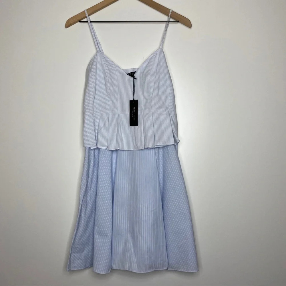 Romeo + Juliet Couture Blue Striped Peplum Dress